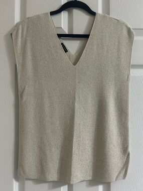 Talbots Metallic V Neck Sleeveless Sweater Tank Top Sz Large NWOT